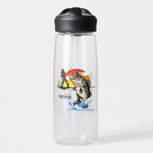 Vintage-Bass-Angeln Grafik Kunst [Weiblich] 25oz Trinkflasche