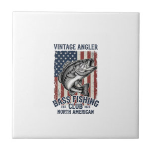 Vintage-Bass-Fischen-Amerikanisches-Flag-Shirt-Des Fliese