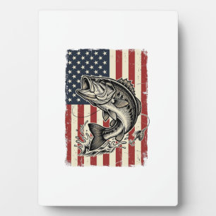 Vintage-Bass-Fischen-Amerikanisches-Flag-Shirt-Des Fotoplatte