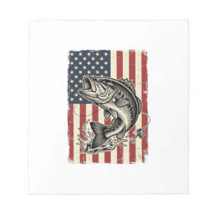 Vintage-Bass-Fischen-Amerikanisches-Flag-Shirt-Des Notizblock
