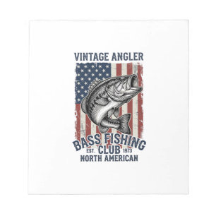 Vintage-Bass-Fischen-Amerikanisches-Flag-Shirt-Des Notizblock