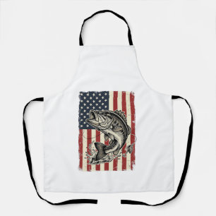 Vintage-Bass-Fischen-Amerikanisches-Flagge-Shirt-D Schürze