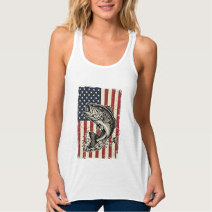 Vintage Bass Fishing Amerikanisches Flagge Shirt D