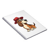 Vintage Basset Hound Cartoon in Red Hat Cute Dog I Notizblock (Rechte Seite)