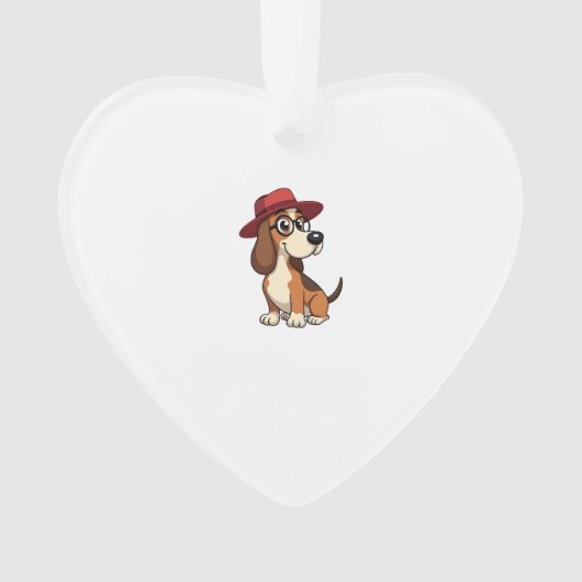 Vintage Basset Hound Cartoon in Red Hat Cute Dog I Ornament (Vorderseite)