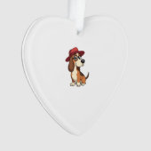 Vintage Basset Hound Cartoon in Red Hat Cute Dog I Ornament (Vorderseite)