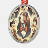 Vintage Basset Hound Illustration Ornament Aus Metall (Links)