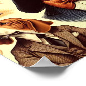 Vintage Basset Hound Illustration Poster (Ecke)