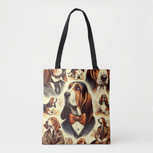 Vintage Basset Hound Illustration Tasche