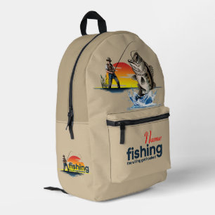 Vintage-Bassfischerei-Grafik [Leichtmodus] Bedruckter Rucksack