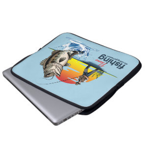 Vintage-Bassfischerei-Grafik [Männlich] 15" Laptopschutzhülle