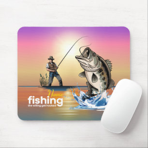Vintage-Bassfischerei-Grafik [Männlich] Mousepad