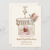 Vintage Bassinet Foto Geburtsankündigung Einladung (Vorne/Hinten)