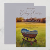 Vintage Bassinet Watercolor Fall Babydusche Einladung (Vorne/Hinten)