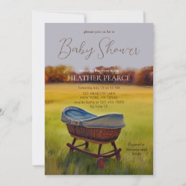 Vintage Bassinet Watercolor Fall Babydusche Einladung
