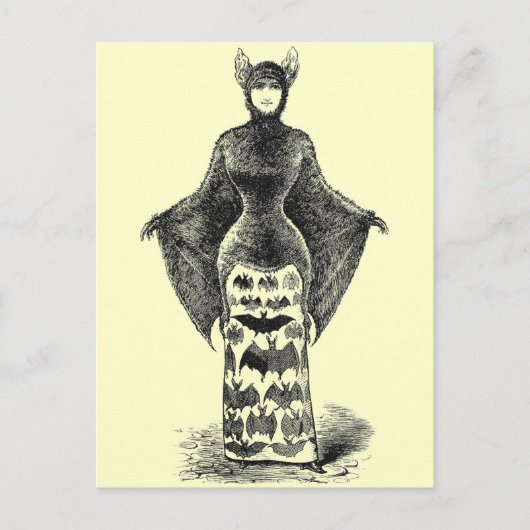 Vintage Bat Lady Postkarte (Vorderseite)