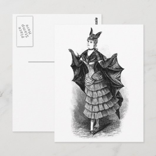 Vintage Bat Lady Postkarte (Vorne/Hinten)