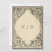 Vintage Bat Until Death Black Parchment Wedding Einladung (Rückseite)