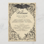Vintage Bat Until Death Black Parchment Wedding Programm (Vorderseite)