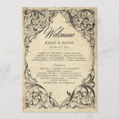 Vintage Bat Until Death Black Parchment Wedding Programm (Vorderseite)