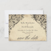 Vintage Bat Until Death Black Parchment Wedding Save The Date (Vorderseite)