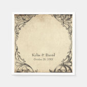 Vintage Bat Until Death Black Parchment Wedding Serviette (Vorderseite)