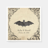 Vintage Bat Until Death Black Parchment Wedding Serviette (Vorderseite)