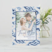 Vintage Batik Hochzeit Vielen Dank Card Custom Fot Dankeskarte (Stehend Vorderseite)