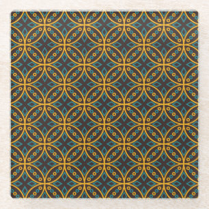 Vintage-Batik-Stil auf Braun. Glasuntersetzer