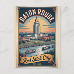 Vintage Baton Rouge Louisiana Retro-Reiseposter Postkarte