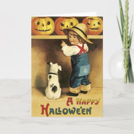 Vintage Bauer Boy Halloween Card Karte (Vorderseite)