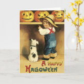 Vintage Bauer Boy Halloween Card Karte (Gelbe Blume)