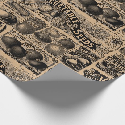 Vintage Bauern Markt Gemüsegarten Muster Geschenkpapier (Ecke)