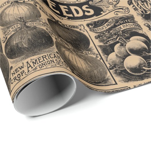 Vintage Bauern Markt Gemüsegarten Muster Geschenkpapier (Rolleneckpunkt)