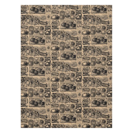 Vintage Bauern Markt Gemüsegarten Muster Tischdecke (Vorderseite)
