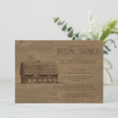 Vintage Bauerndusche Einladungen (Stehend Vorderseite)