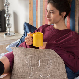 Vintage Bauernfamilie mit Monogramm Einbruch Kissen