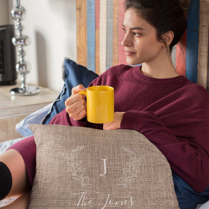 Vintage Bauernfamilie mit Monogramm Einbruch Kissen