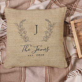 Vintage Bauernfamilie mit Monogramm Kissen