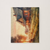 Vintage Bauernhäuser in der Morgendämmerung Puzzle (Vertikal)