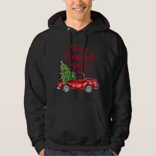 Vintage Bauernhof Red Truck Frohe Weihnachten Y'al Hoodie