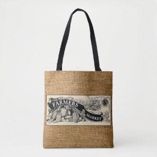 Vintage-Bauernmarkt-rustikale-Attrappe-Burlap-Scha Tasche