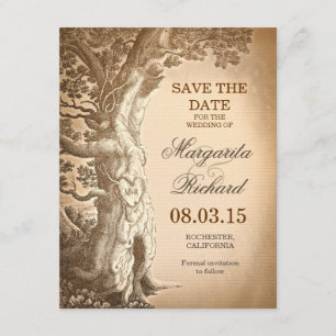 vintage Baum alte rustikale Save-the-Date-Karten Save The Date