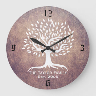 Vintage Baum-Familie hergestellter Große Wanduhr