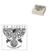 Vintage-Baum mit Vögeln, Buch Ex Libris Gummistempel (Stempel)