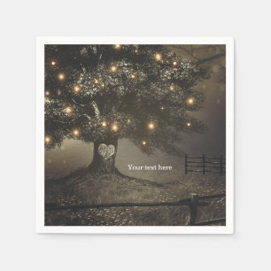 Vintage-Baum- und Nachtlichter-Hochzeitsempfang Serviette