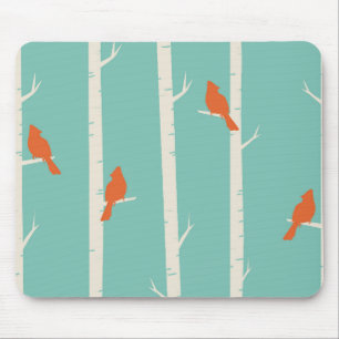 Vintage-Baum- und Vogelmotiv Mousepad