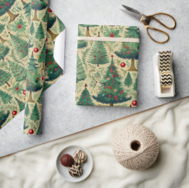 Vintage Bäume Weihnachtspapier H1004 Geschenkpapier