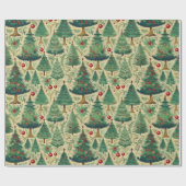 Vintage Bäume Weihnachtspapier H1004 Geschenkpapier (Flach)