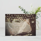 Vintage Baumhochzeit mit rustikalen String-Lichter Einladung (Stehend Vorderseite)
